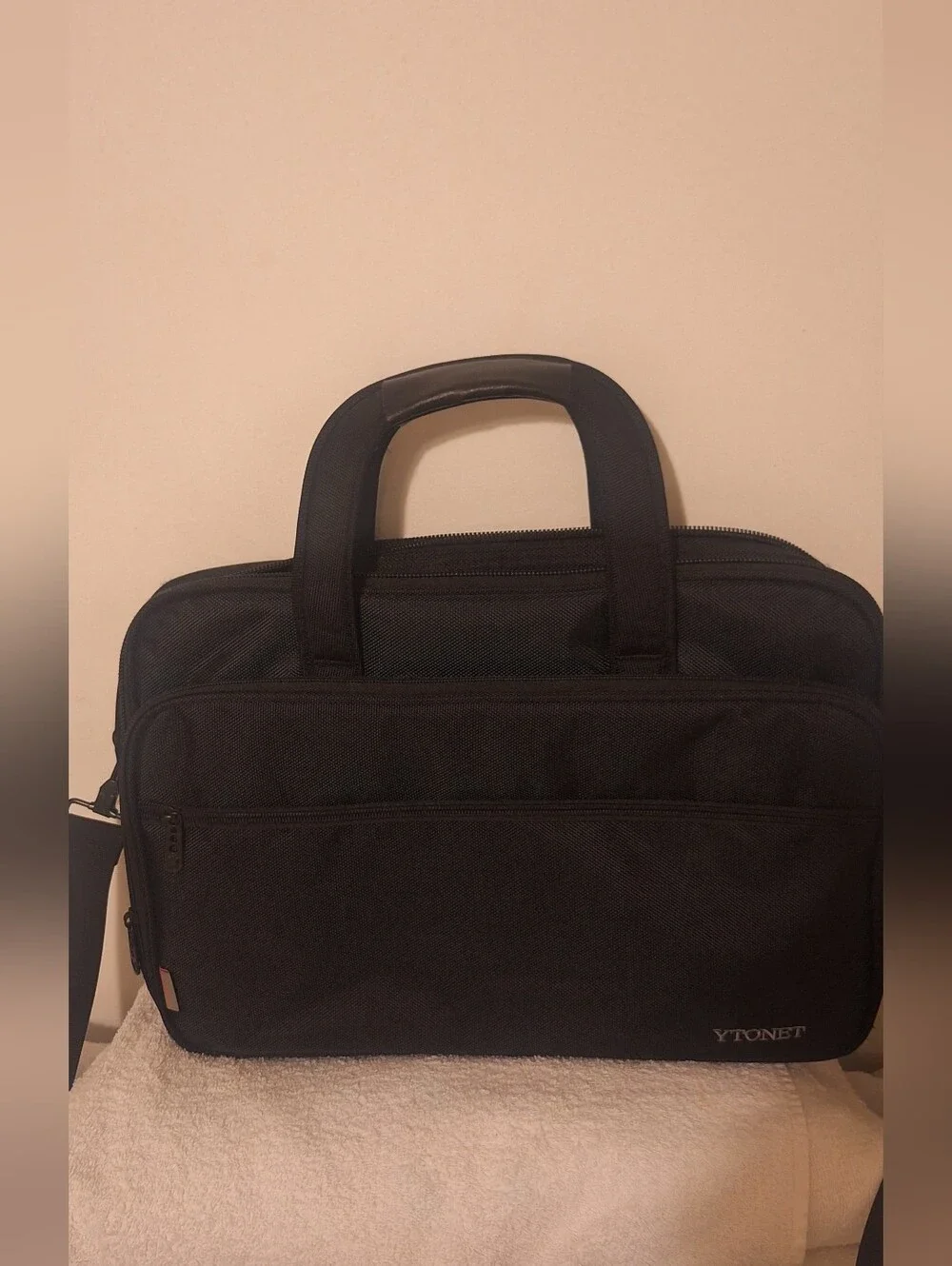 YTONET Black Men's Laptop Briefcase with Shoulder Strap